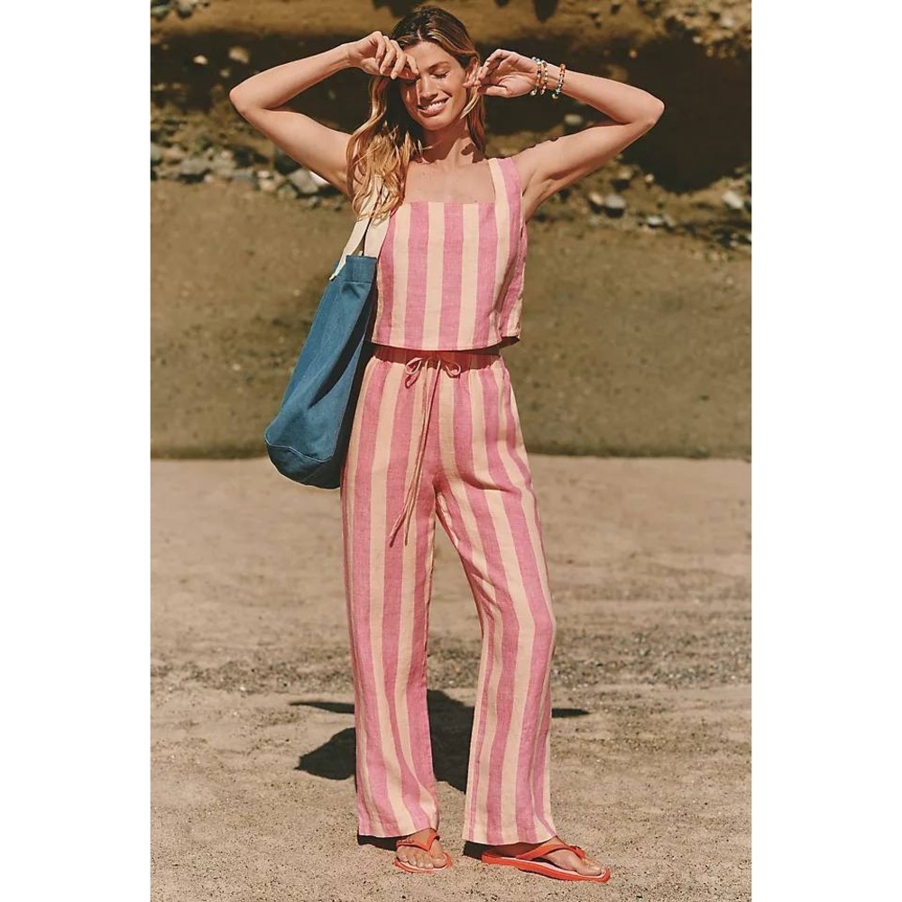 Electric & Rose 100% Linen Striped Pisces Pants Size XS Effortless Dopamine - Picture 7 of 7